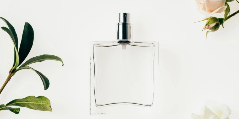 a bottle of clear perfume