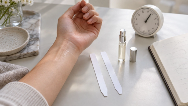 illustration paper skin perfume test